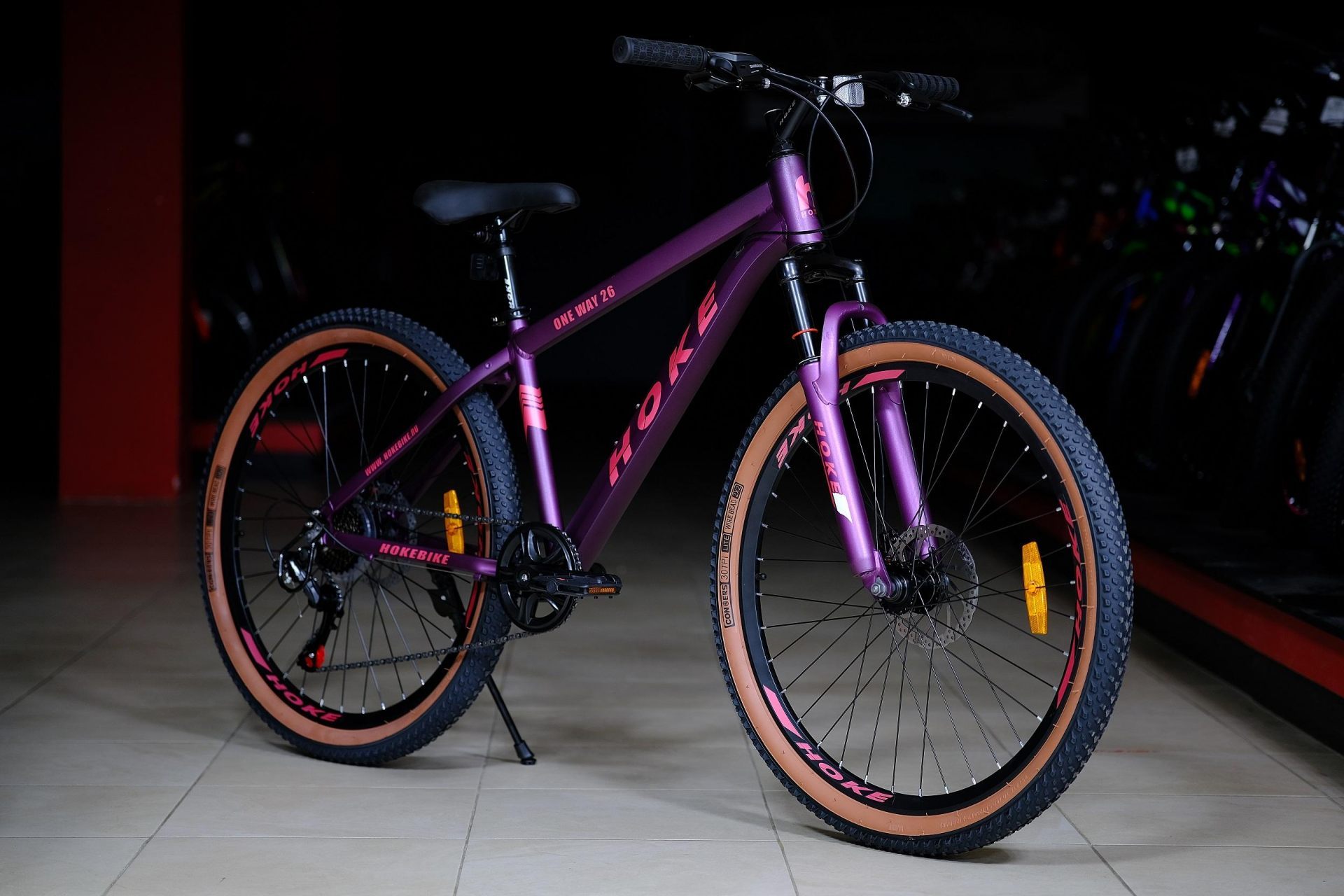 Обод 26 ALLOY двойной высокий, втулки стальные на промподшипниках HOKE ONE WAY 26 матовый фиолетовый-розовый